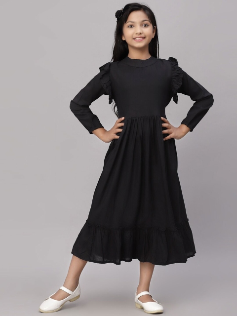 

NISHAB Girls Black Solid Gown Midi Dress