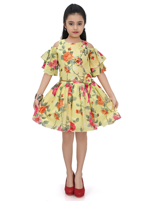 

Tiny Girl Yellow & Red Floral Dress