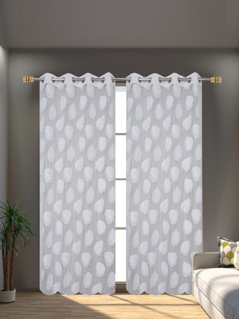 

Molly & Michel White Set of 2 Ethnic Motifs Sheer Door Curtain