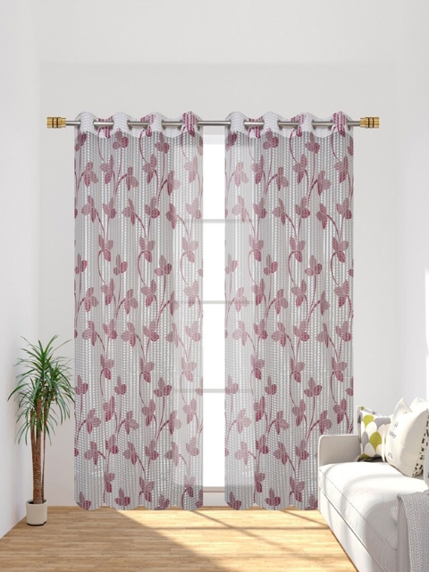 

Molly & Michel Magenta & Grey Set of 2 Floral Door Curtain