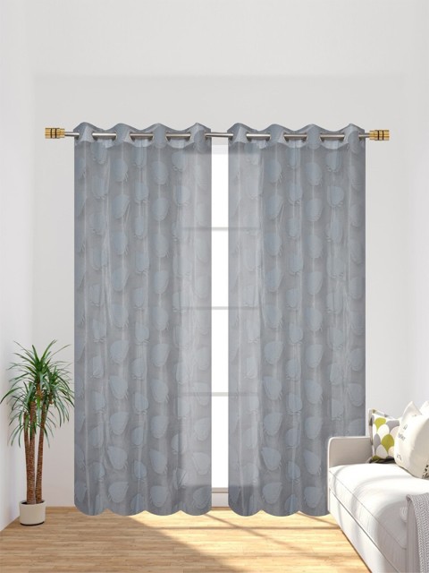 

Molly & Michel Grey Set of 2 Self Design Sheer Door Curtains