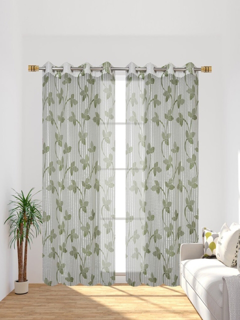 

Molly & Michel Set of 2 Green & White Floral Long Door Curtain