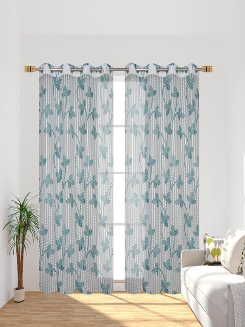 

Molly & Michel Turquoise Blue Set of 2 Floral Long Door Curtain