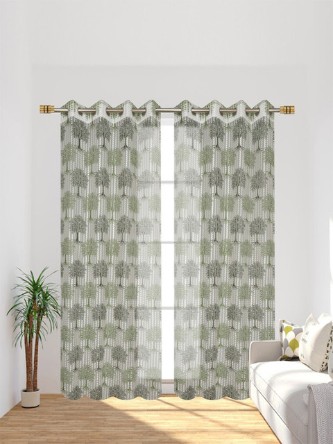 

Molly & Michel Green & White Set of 2 Floral Door Curtain