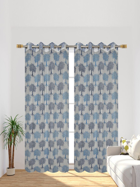 

Molly & Michel Turquoise Blue Set of 2 Floral Long Door Curtain