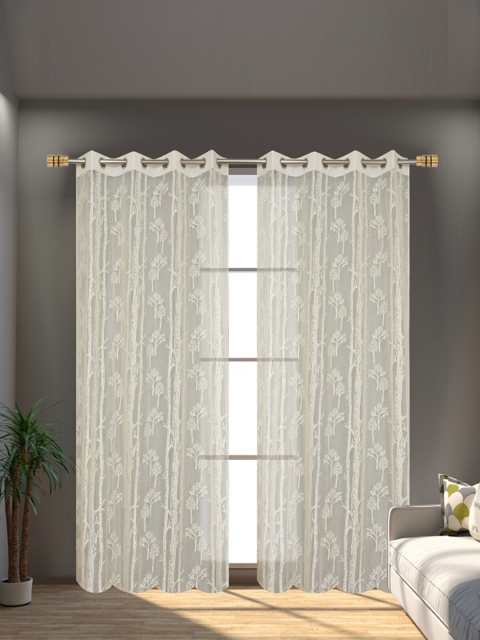 

Molly & Michel Off-White Set of 2 Ethnic Motifs Sheer Long Door Curtains