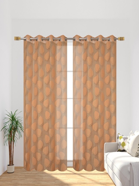 

Molly & Michel Beige Set of 2 Floral Printed Sheer Long Door Curtains