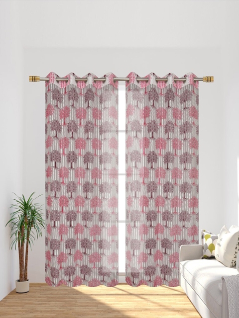 

Molly & Michel Pink & Grey Set of 2 Floral Long Door Curtain