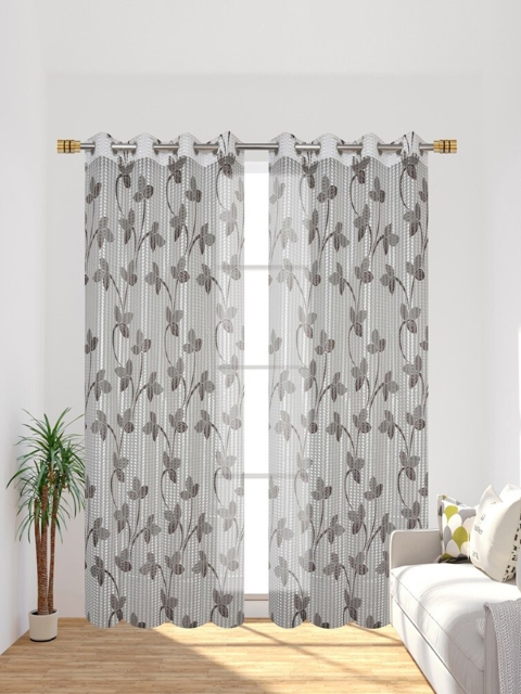 

Molly & Michel Brown & Silver-Toned Set of 2 Floral Door Curtain