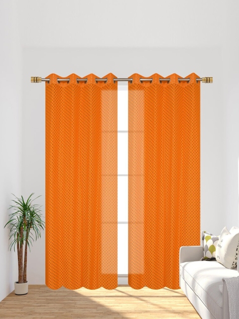 

Molly & Michel Orange Set of 2 Geometric Door Curtain