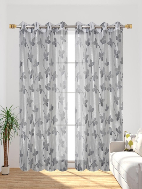 

Molly & Michel Grey & Grey Set of 2 Floral Sheer Long Door Curtain