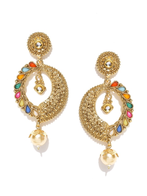 

PANASH Gold-Plated Stone-Studded Drop Earrings