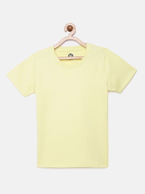 

YK Girls Yellow Solid Cotton T-shirt