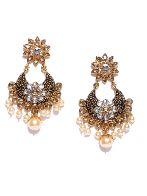 

PANASH Gold-Plated Stone-Studded Antique Chandbalis