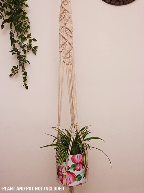 

Leafy Tales White Hand-Woven Macrame Plant Hanger