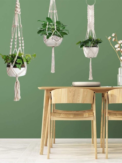 

Leafy Tales Off White Macrame Cotton Planters