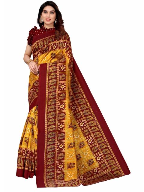 

AADVIKA Mustard Ethnic Motifs Art Silk Mysore Silk Saree
