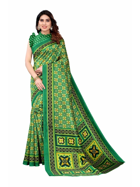 

AADVIKA Green Art Silk Printed Mysore Silk Saree