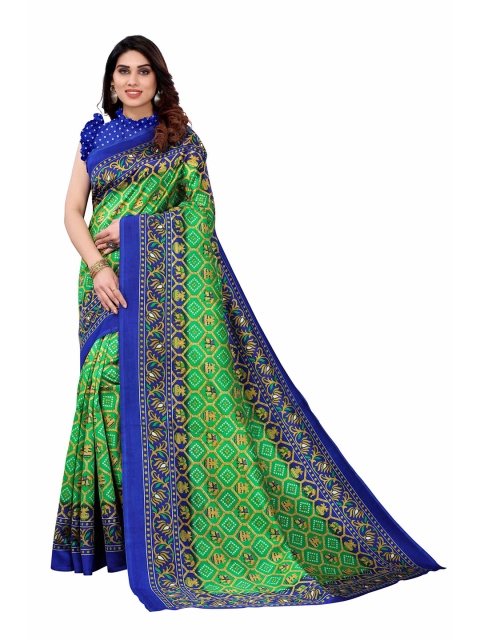 

AADVIKA Green & Blue Art Silk Mysore Silk Saree