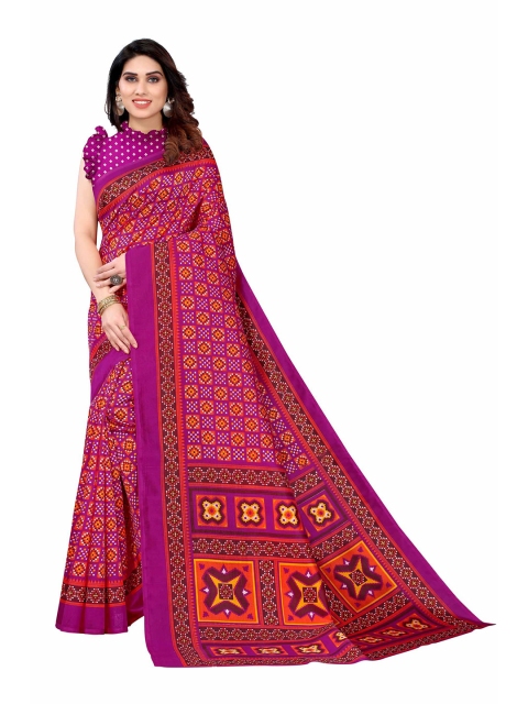 

AADVIKA Purple & Red Art Silk Mysore Silk Saree