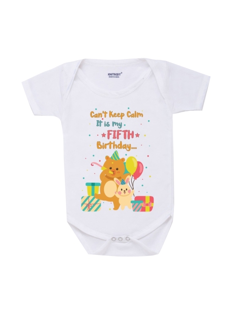 

KNITROOT Kids White & Yellow Fifth Birthday Bodysuit