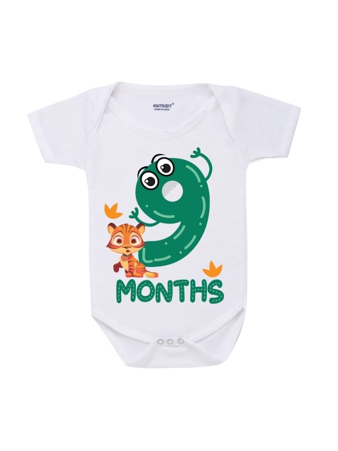 

KNITROOT Infants White Printed Cotton Bodysuit