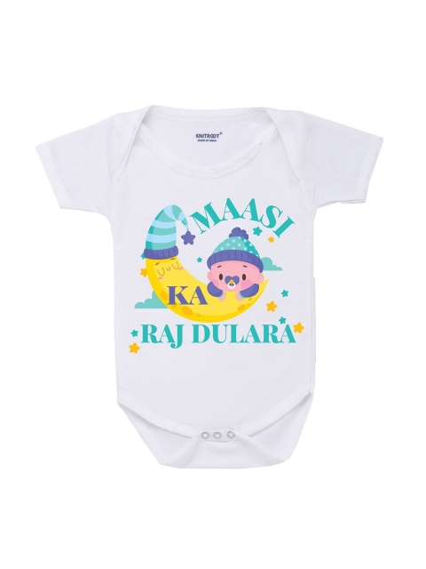 

KNITROOT Kids White & Yellow Printed Cotton Bodysuit