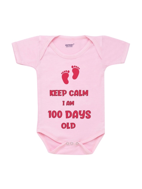 

KNITROOT Infant Kids Pink Printed Cotton Bodysuit