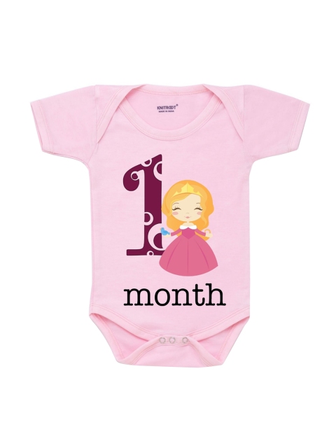 

KNITROOT Infant Kids Pink Printed Cotton Bodysuits