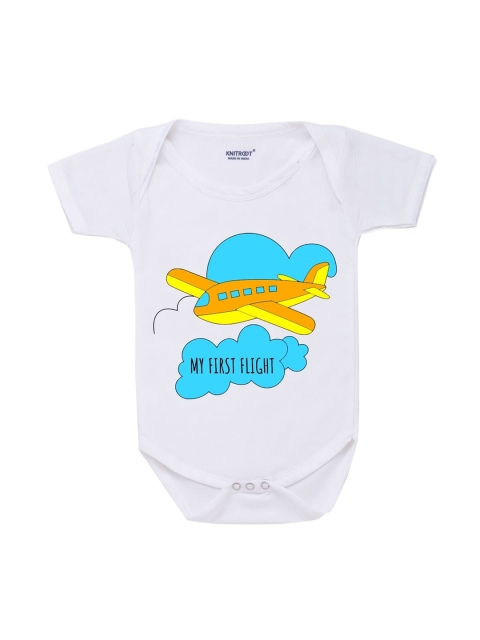 

KNITROOT Infant Kids White My First Flight Printed Cotton Bodysuit