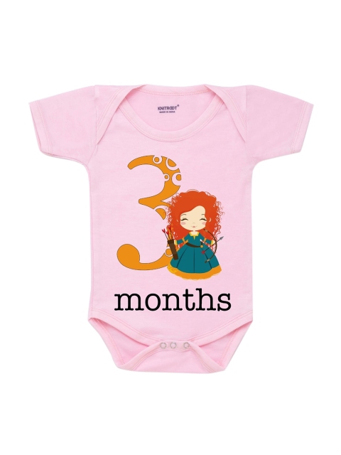 

KNITROOT Infant Kids Pink Printed Cotton Bodysuits
