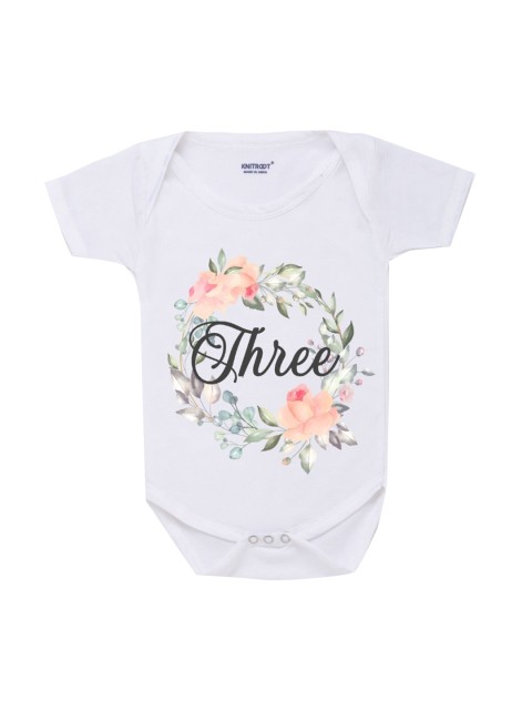 

KNITROOT Infant Kids White Printed Cotton Bodysuit