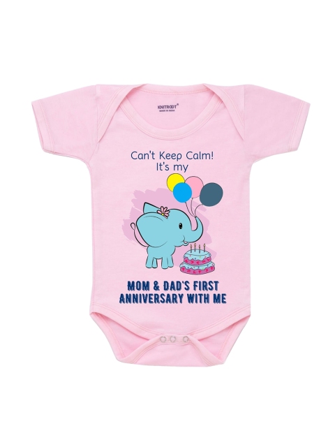

KNITROOT Infant Kids Pink Printed Cotton Bodysuit