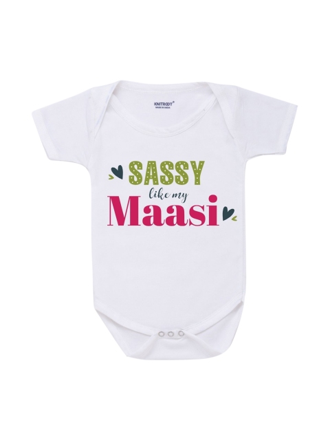 

KNITROOT Infant Kids White Sassy Massi Printed Cotton Bodysuit
