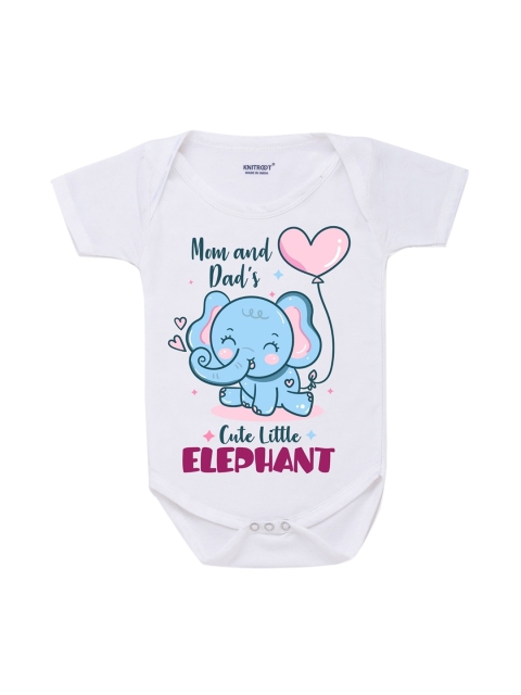 

KNITROOT Kids White Little Elephant Bodysuit