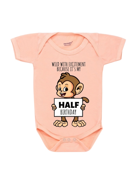 

KNITROOT Kids Peach Birthday Monkey Bodysuit