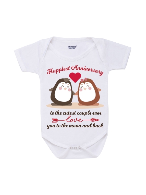 

KNITROOT Kids White & Black Printed Cotton Bodysuit