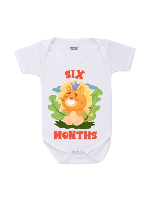 

KNITROOT Infants White Graphic Print Cotton Body Suit