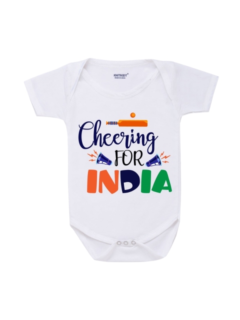 

KNITROOT Infant Kids White Printed Cotton Body Suit