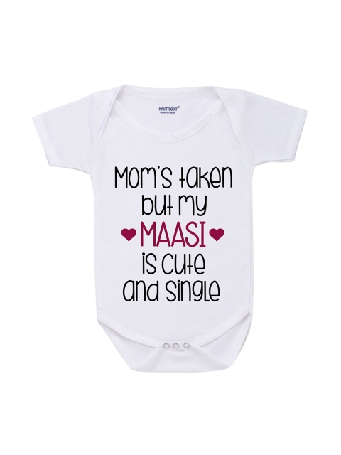 

KNITROOT Kids White & Black Printed Cotton Bodysuit