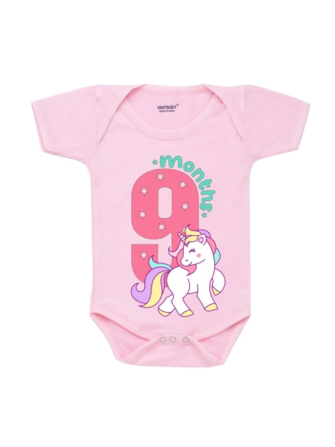 

KNITROOT Infant Kids Pink Printed Cotton Body Suit