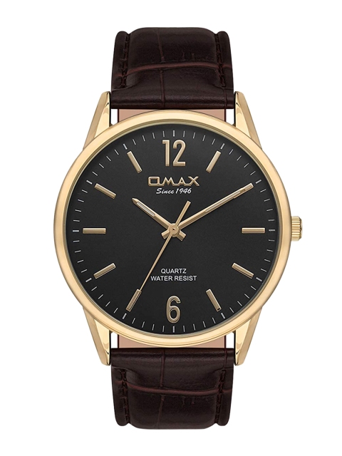 

Omax Men Black Dial & Brown Leather Textured Straps Analogue Watch JX01G25I