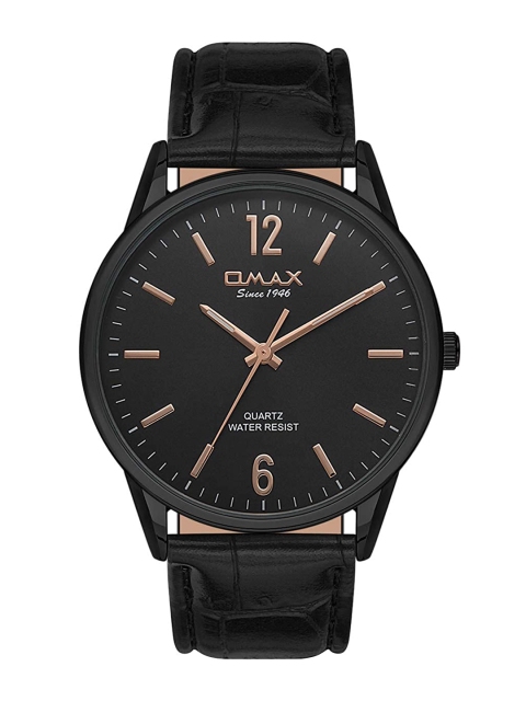

Omax Men Black Dial & Black Leather Straps Analogue Watch JX01M22O