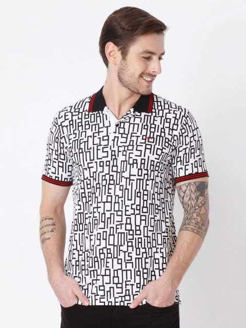 

Mufti Men White Printed Polo Collar Slim Fit T-shirt
