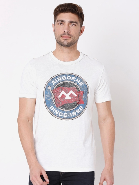 

Mufti Men Off White Printed Pure Cotton Slim Fit T-shirt