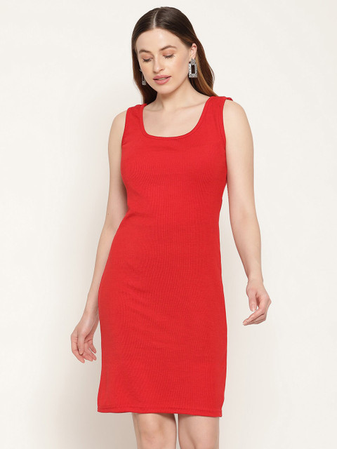

Miaz Lifestyle Red Scuba Sheath Dress