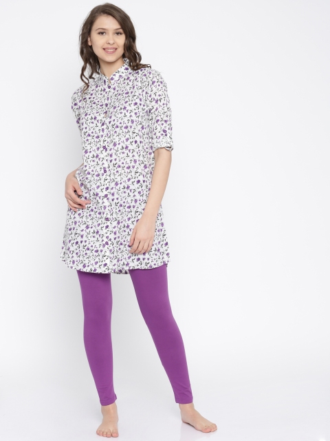 

Clt.s White & Purple Floral Print Lounge Set C401
