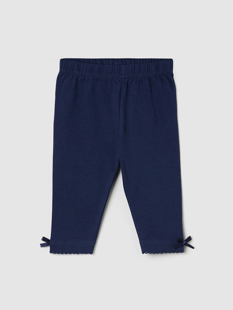 

max Girls Blue Solid Ankle Length Leggings