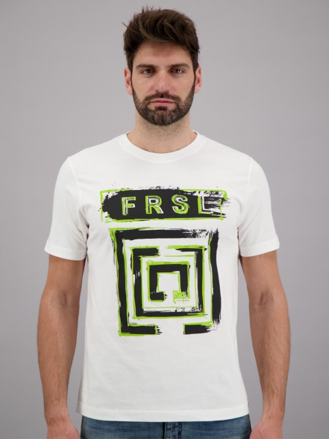 

FREESOUL Men White Typography Printed Applique T-shirt