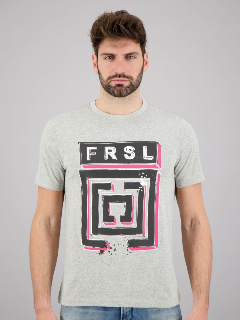 

FREESOUL Men Grey Melange Abstract Printed T-shirt